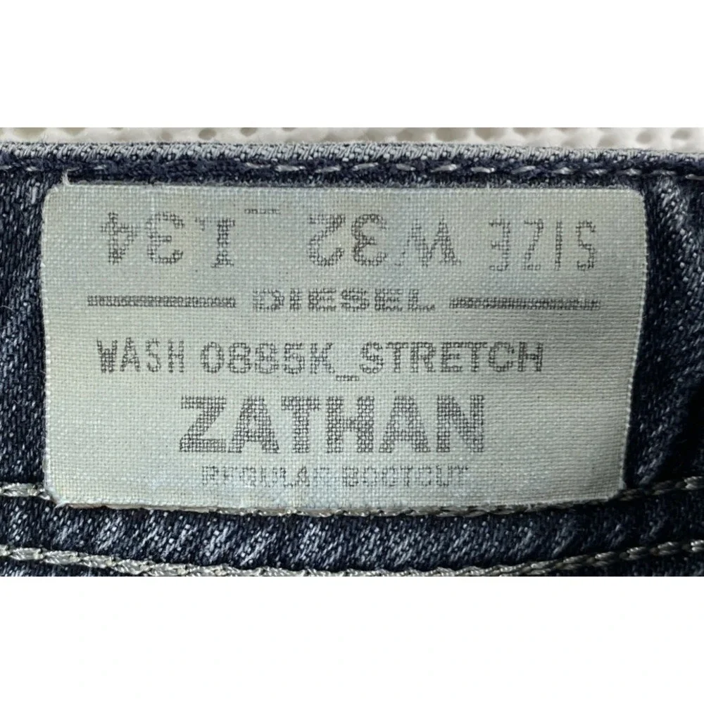 Diesel Zathan Bootcut Blue Denim Jeans Men's 32 x 34 Distressed